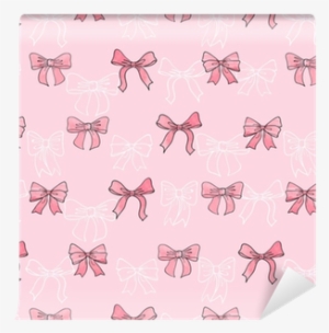 Seamless Watercolor Bows Pattern In Pink Color - Watercolor Painting