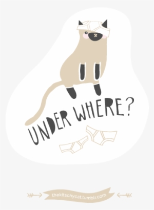 Under Where Cute And Silly Cat Illustration Picturing - "under Where?" Siamese Cosmetic Bag