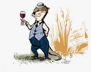 Blue Otter Illustration - Otter Drinking Beer Vector