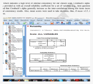 Reliability Analysis Snapshot From Spss Viewer