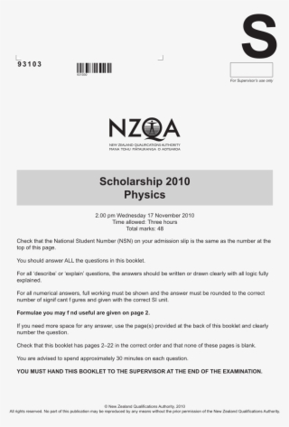 2010 Scholarship Physics