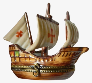 French Porcelain-limoges Ship, Christopher Columbus