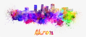 Click And Drag To Re-position The Image, If Desired - Akron Oh Skyline Im Watercolor Rundes Keramik Ornament