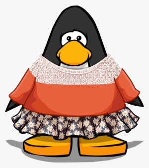 Autumn Floral Outfit On A Player Card - Club Penguin Blue Tux