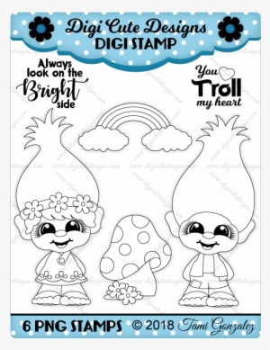 Troll Cuties Digi Stamp-trolls, Poppy, Branch, Mushroom, - Trolls