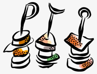 Vector Illustration Of Hors D'oeuvres Canapé Starter