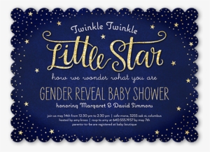 Star Baby Shower Invitation With Gold Writing - Gender Reveal