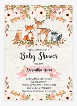 Floral Woodland Baby Shower Invitation Printable - Woodland Printables Baby Shower Invitations
