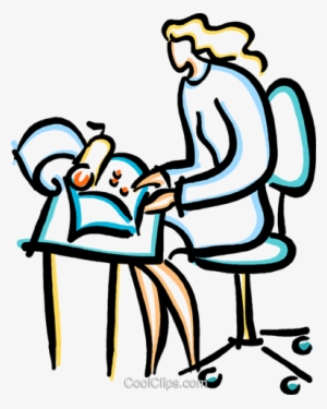 Secretary Typing A Letter Royalty Free Vector Clip - Clip Art