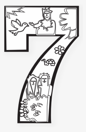 Creation Days Numbers Black White - Seventh Day Of Creation Coloring Page
