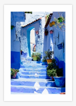 morocco blue city poster - blue