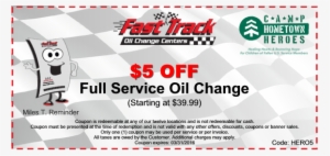 5 Off Any Oil Change Coupon 3 31 2016 Camp Hometown - Fast Track