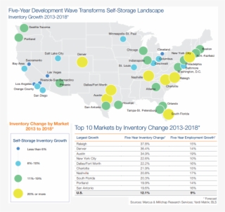 Map Of Self Storage Inventory Growth In The U