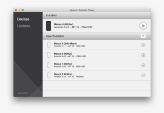 Xamarin Android Player New Devices