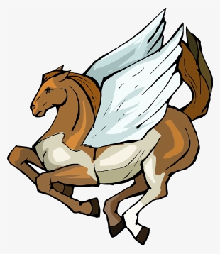 Cool Brown Running Pegasus With White Wings Tattoo