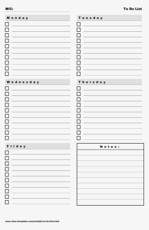 Printable To Do List 5 Days Weekly Plan Main Image - Do This Week Template