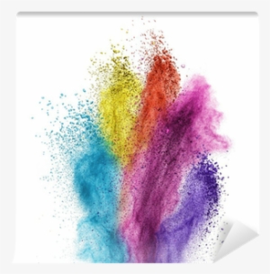 Color Powder Explosion Isolated On White Wall Mural