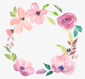 Watercolor Flowers Hand Drawn Wreath Decorative Elements - Watercolor Painting