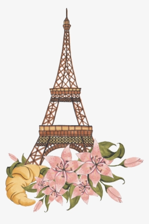 Hand Painted Flowers Under The Paris Iron Png Transparent - Oh Turm Des La-la-| Eiffel Mit Blumen-illustration