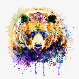 Click And Drag To Re-position The Image, If Desired - Colorful Watercolor Bear Art