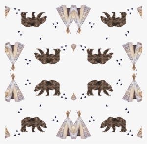 Watercolor Bears And Teepee Wallpaper - Wild Free Navy Repeat By Graceandcruzdesigns - Customized