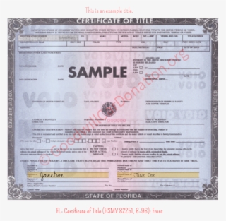Fl Certificate Of Title Hsmv 82251 6 96 Front