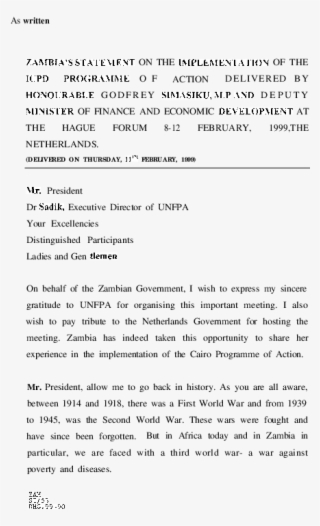 Statement Of Zambia