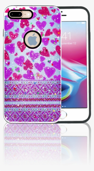 Iphone 7 Plus/8 Plus Mm 3d Purple Hearts