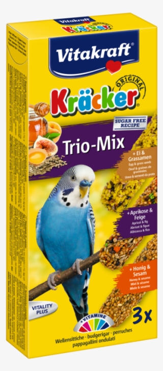 trio crackers with eggs, fruit and honey for budgies