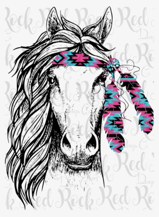 Horse With Headband & Feathers
