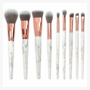 The Marble Luxe Makeup Brush Set And Brush Holder Pot - Rose Gold And Marble Makeup Brushes