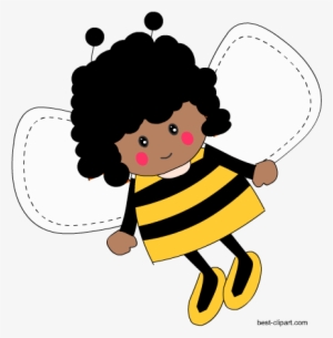 Free African American Bee Girl Clip Art Image - Cartoon