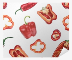Watercolor Chili And Red Pepper Pattern Poster • Pixers® - Chili Watercolor