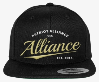 Alliance Script Flat Bill Snapback Hat, Black