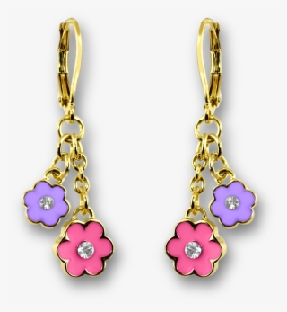 Color And Crystal Double Flower Earrings