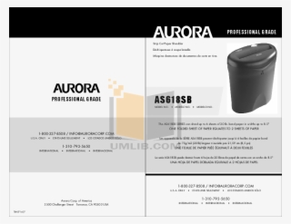 Pdf For Aurora Other As618sb Shredders Manual