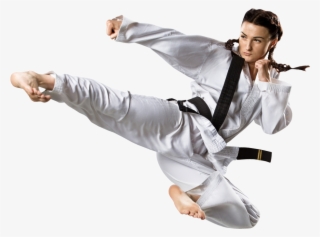Woman Doing A Flying Kick