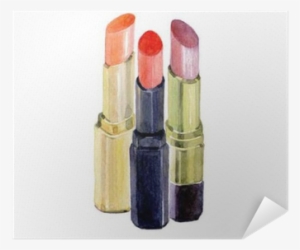 Watercolor Lipstick Isolated On A White Background - Cosmetics