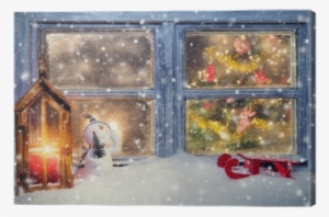 Atmospheric Christmas Window Sill Decoration Canvas - Window