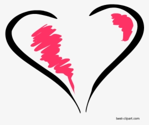 Black And Pink Scribbled Heart Png Clip Art Image - Clip Art