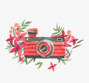 Ftestickers Watercolor Camera Flowers Pink - Camera Flores Png