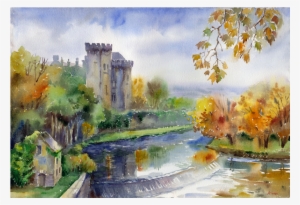 River Original Watercolour - Castle Watercolour