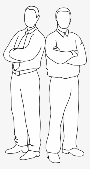 Business Man And Business Woman Talking - People Back To Back Drawing
