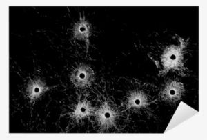 Bullet Holes Isolated On Black Sticker - Bullet Holes In Glass