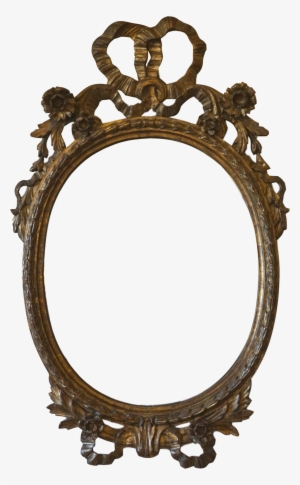 Antique Hand Carved Italian Floral Bow Oval Mirror-milch