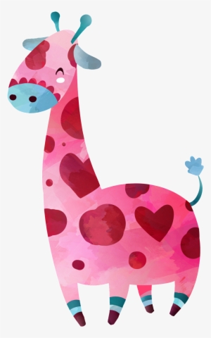 Cute Giraffe Watercolor Cartoon Png Images - Love Giraffe 5'x7'area Rug