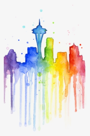 Seattle Rainbow T Shirt For Sale By - Watercolor Rainbow