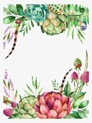 Banner Royalty Free Library Watercolor Succulent Clipart - Suculentas Con Flores Dibujos