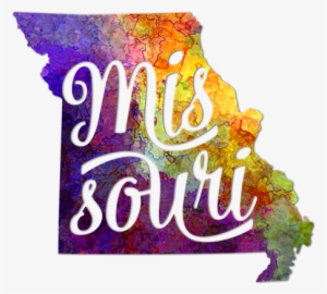 Bleed Area May Not Be Visible - Missouri Us State In Watercolor Text Cut Out