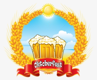 Oktoberfest Red Banner With Beer Mugs And Wheat Png - Octoberfest Lady Clipart Transparent